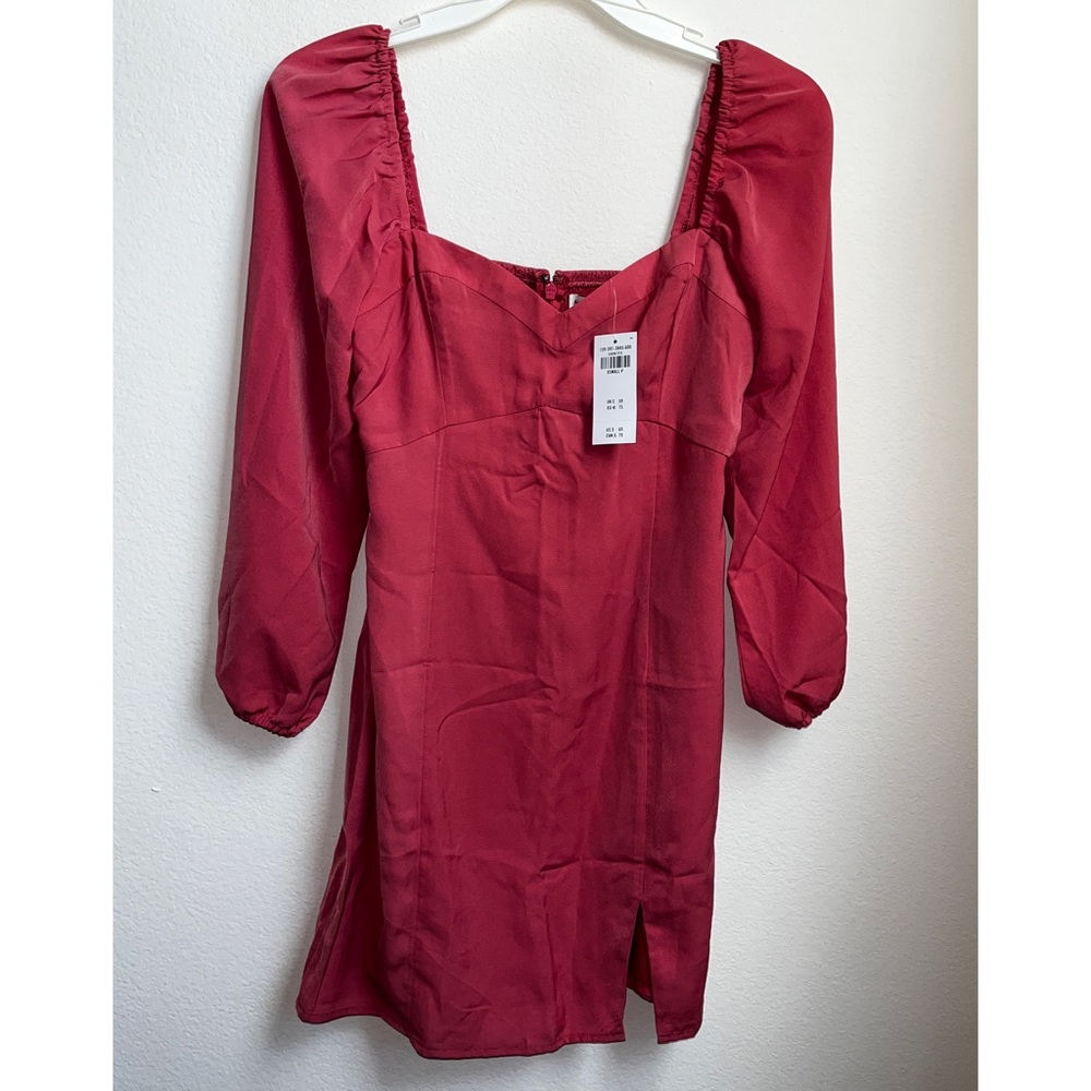 NWT Abercrombie & Fitch Long Sleeve Corset Seamed Mini Dress Pink